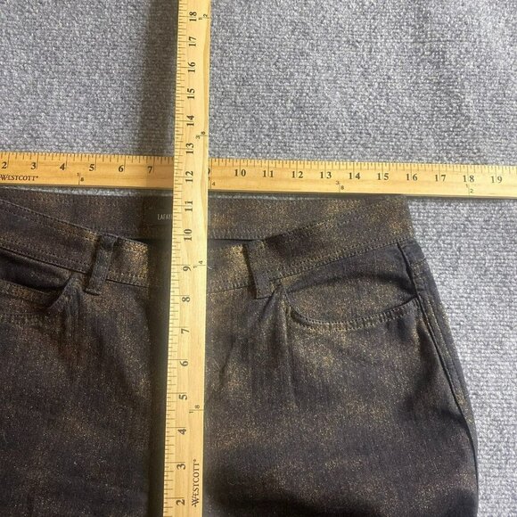 Lafayette 148 Pants Womens 10 Black Gold Shimmer Straight Leg Stretch Je… - Picture 10 of 11
